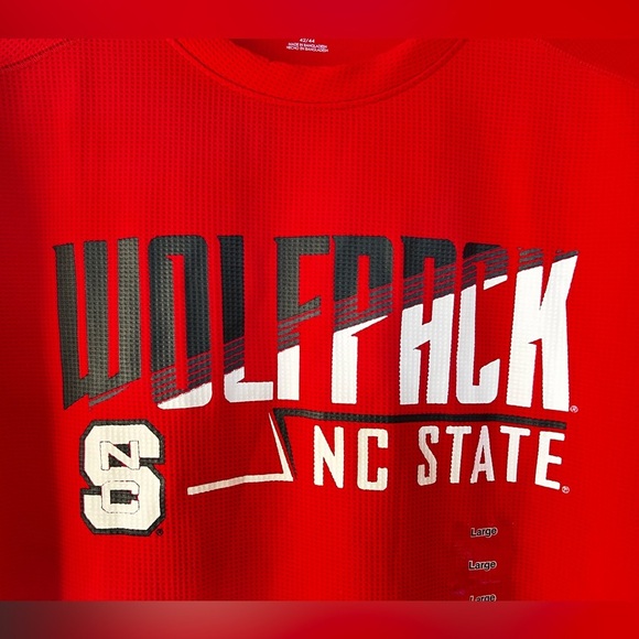 NC State University Wolfpack Red Black Colorblock Crew Long Sleeve Shirt Mens L - Picture 2 of 9